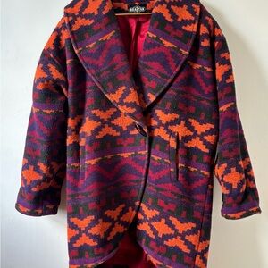 Vintage 80s Braetan wool coat with a boho, indie vibe Southwesttern Blanket Coat